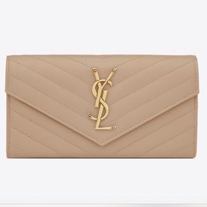 YSL CASSANDRE MATELASSÉ LARGE FLAP WALLET IN GRAIN DE POUDRE EMBOSSED LEATHER